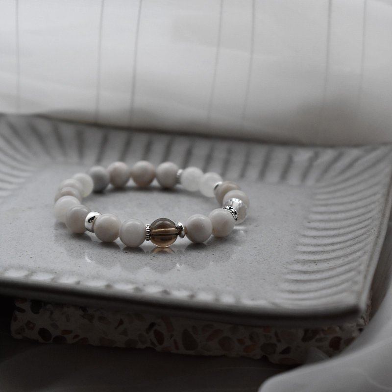 ZHU. handmade bracelet | white map (sterling silver / crazy agate / natural stone / Christmas / exchange gifts) - Bracelets - Stone 