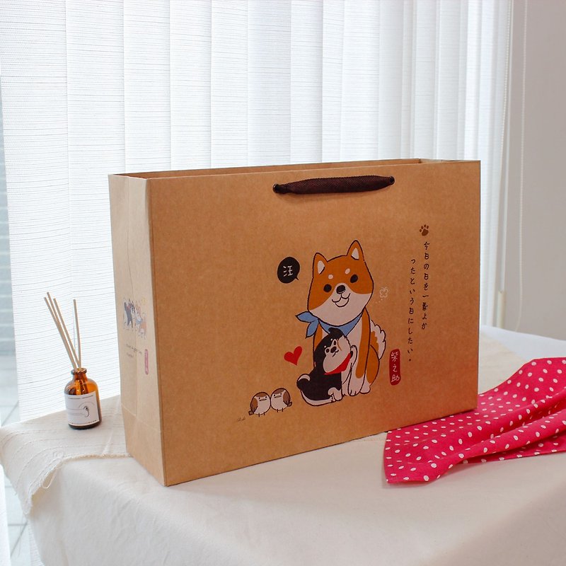 Shiba nosuke / Kraft gift paper bag / Carry bag / Large size - Storage & Gift Boxes - Paper Khaki
