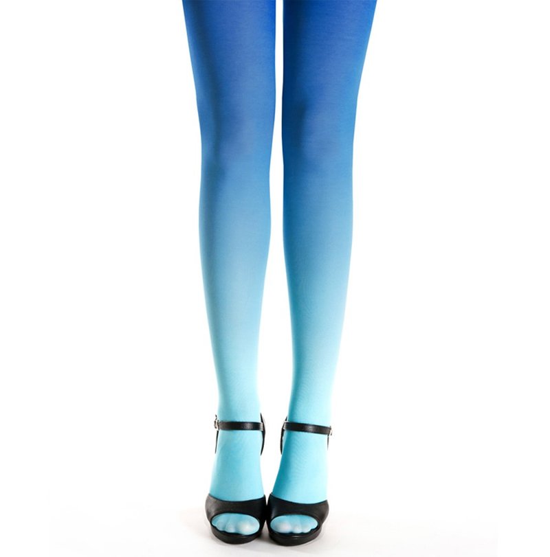 Light blue ombre gradient pantyhose, pastel kawaii outfit - 內搭褲/緊身褲 - 尼龍 藍色