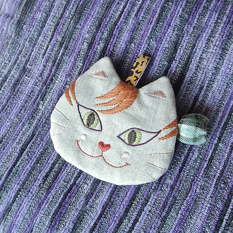 "Favorite smile cute tabby cat" coin purse - Coin Purses - Cotton & Hemp Orange