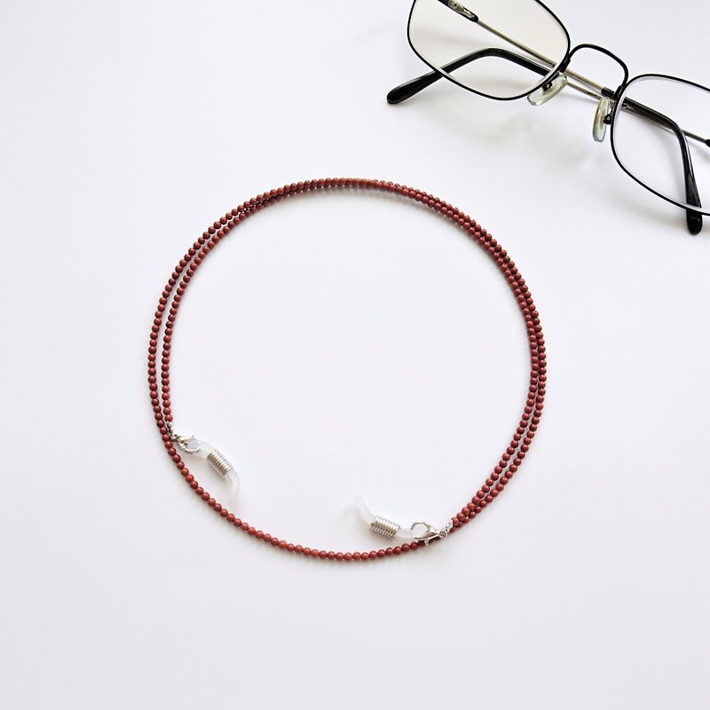 Red Jasper Beaded Eyeglasses Holder Chain - Gift for Mom & Dad - สร้อยคอ - เครื่องประดับพลอย สีแดง