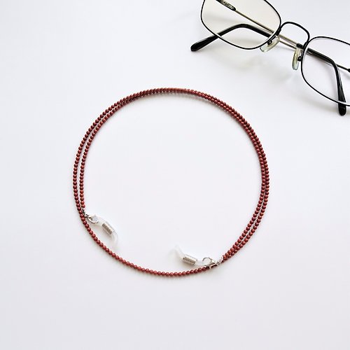 Joyce Wu Handmade Jewelry 紅碧玉小圓珠眼鏡鍊 - 給媽媽的母親節禮物