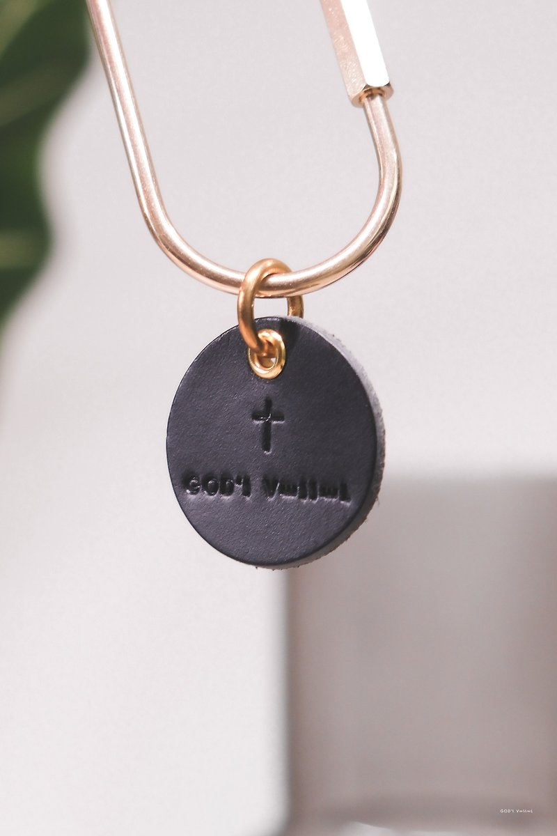 【New Product】Children of Heavenly Father Bronze Leather Handmade Keychain Pendant Black - Keychains - Copper & Brass Black