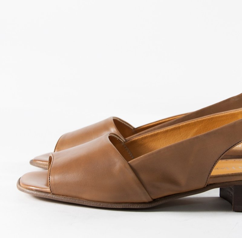 Women's Leather Sandal - รองเท้ารัดส้น - หนังแท้ สีกากี