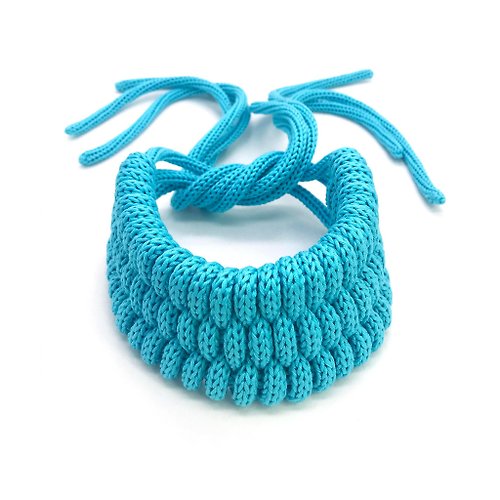 Knitted life Knitted necklace Textile cotton jewelry Statement fabric necklace