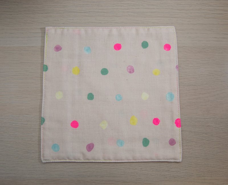 Pastel little square handkerchief/kindergarten handkerchief clip/children's handkerchief/saliva towel/handmade handkerchief - Bibs - Cotton & Hemp Pink