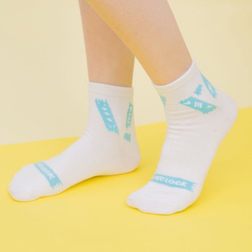 3 o'CLOCK (男女適用)電電糖膠帶短筒棉襪-白