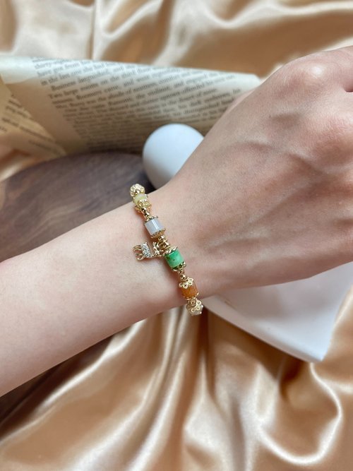 翡翠設計館 / 賞翠•玩翠 EXE Jewelry 多采路路通翡翠14k包金手環手串 手鍊|天然緬甸翡翠