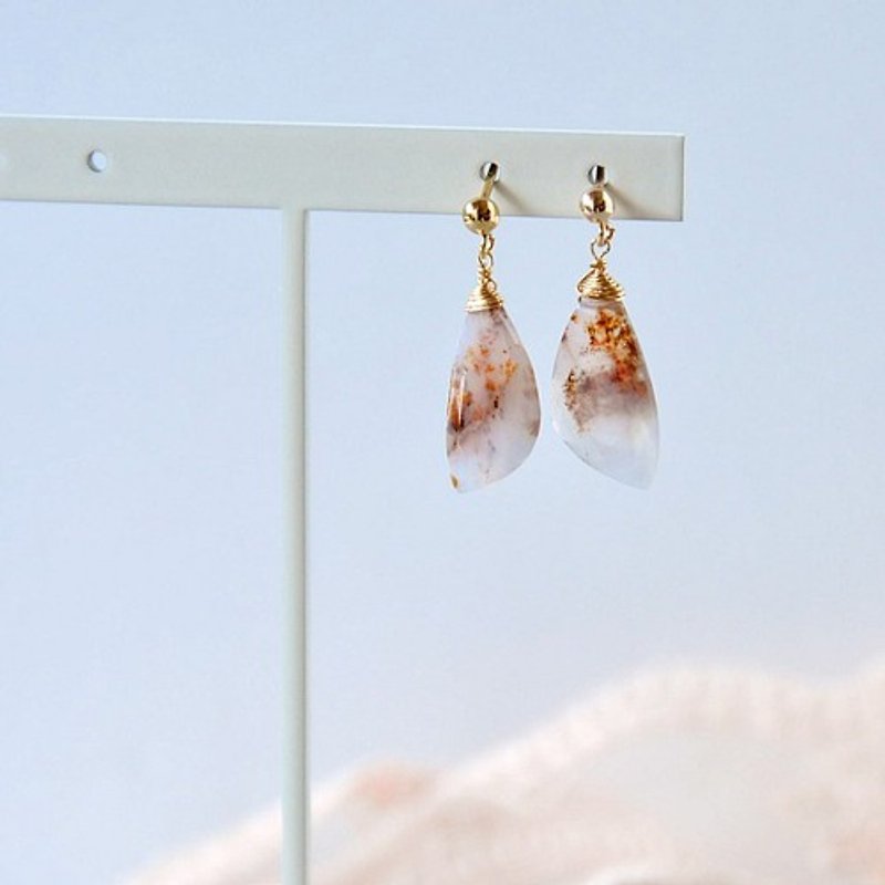 14kgf/[Natural Beauty] Dendritic Agate Earrings - Earrings & Clip-ons - Gemstone 