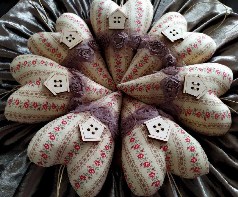 Textile heart, 1pcs/ Interior toy/ Interior decoration - 公仔/玩偶 - 其他材質 多色