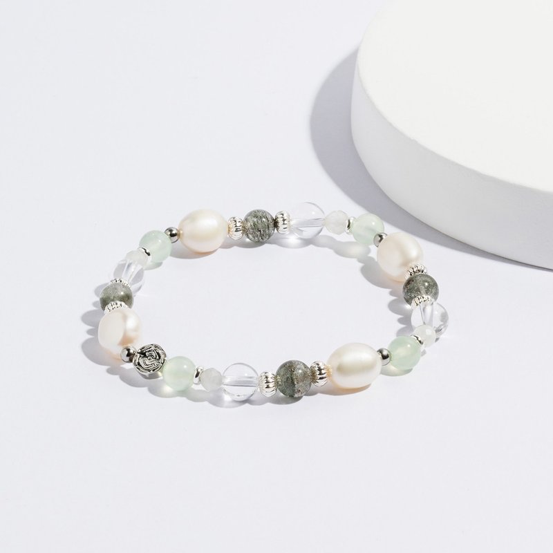 (Business) Light Picking | Green Ghost Stone Moonstone White Crystal Pearl | Crystal Bracelet - สร้อยข้อมือ - คริสตัล สีเขียว