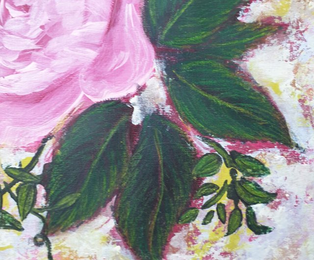 バラの絵 花のオリジナルアート フローラル ウォールアート ピンクの花