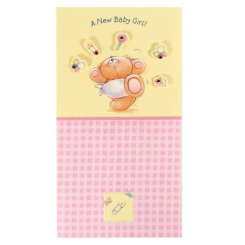 Newborn girl baby【Hallmark-ForeverFriends-Card Baby Congratulations】 - Cards & Postcards - Paper Yellow
