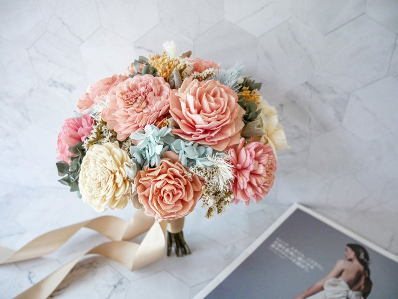 Round dry flower bouquet [Soft Light Forest] Sharing bouquet/Everyone will win a prize - Dried Flowers & Bouquets - Plants & Flowers Pink