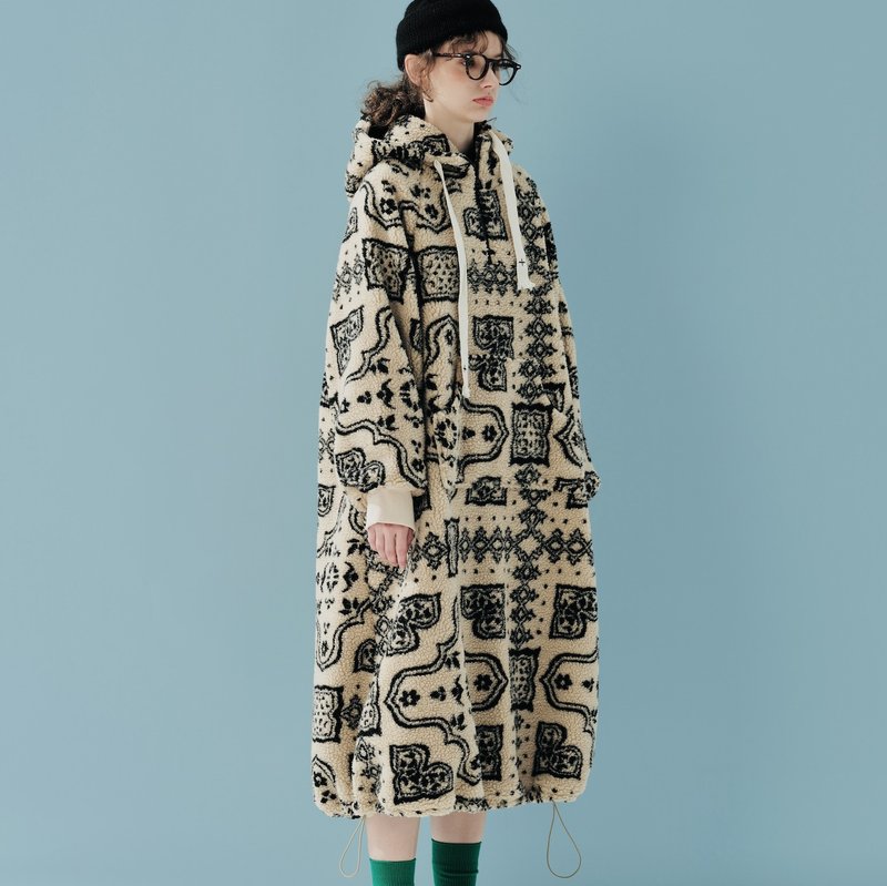 Khaki printed sherpa long hat T - One Piece Dresses - Other Materials Khaki