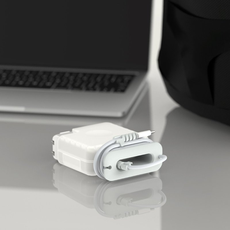 Meet Mind for MacBook 原廠適配器線材收納保護殼60/61/67W - 電腦配件 - 其他材質 白色