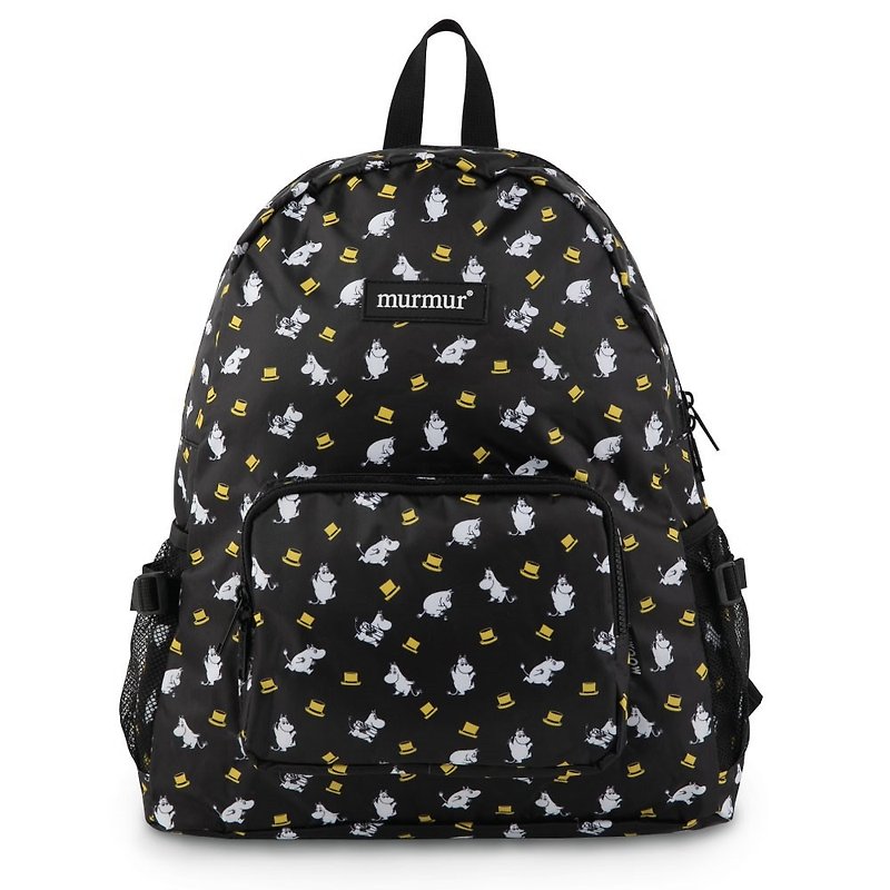 murmur 旅行收納後背包 | Moomin 嚕嚕咪 黃帽 - 後背包/書包 - 聚酯纖維 黑色