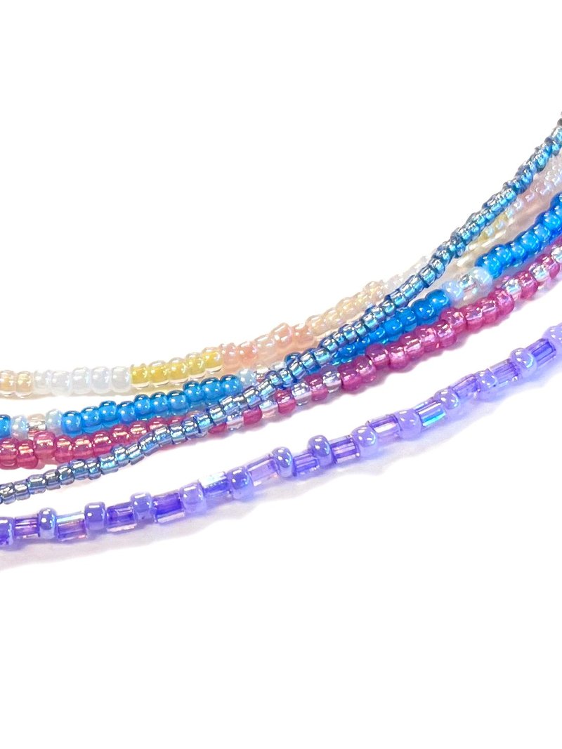 Pastel Line Layered Necklace 001~005 - 項鍊 - 銀 多色