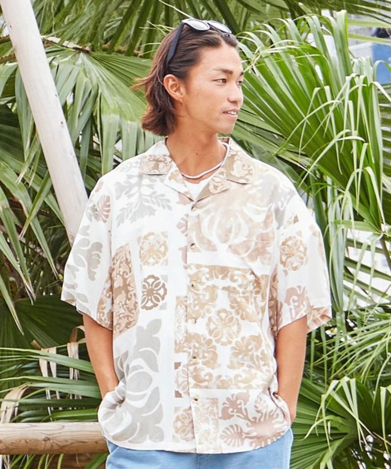 【快賣完預購】夏威夷清爽假期情慵懶拼布襯衫(2色) 4IA-5108 - 男襯衫/休閒襯衫 - 其他材質 