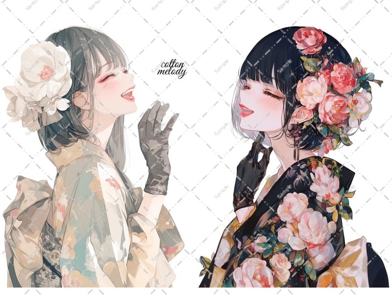 original sticker no.6321 人物ステッカー オリジナルステッカー 人物ステッカー 女の子ステッカー オリジナル人物ステッカー - 貼紙 - 紙 