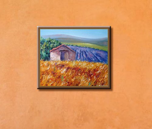 PaintingsFromIrina 原畫 裝飾畫 夏日 油畫 山水畫 手繪藝術 畫布上的原畫 油畫 小屋