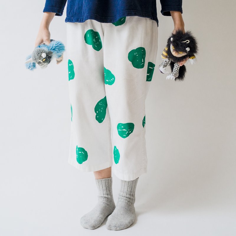 // mossy pants // rough weave cotton cloth - Women's Pants - Cotton & Hemp Green