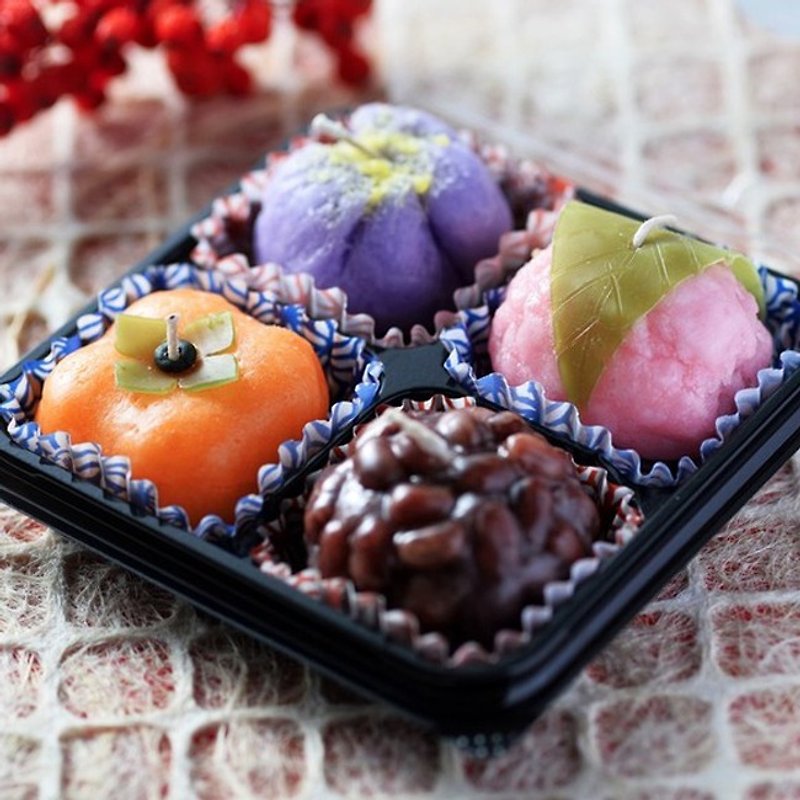 Japanese sweets candle 4 pieces - Candles & Candle Holders - Wax Multicolor