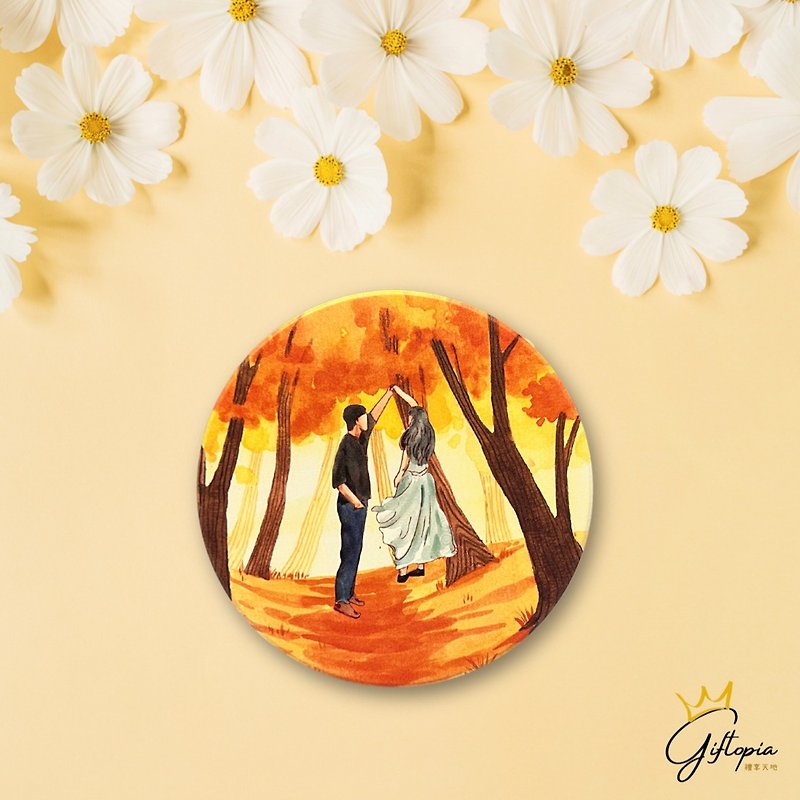 【Lovers Series・Autumn Dance】Ceramic Absorbent Coaster Made in Taiwan - Coasters - Porcelain Multicolor