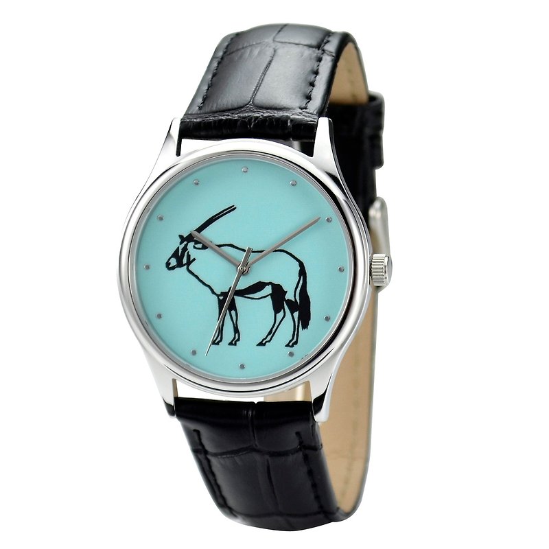エランドパターンパウダーブルーウォッチフェイスニュートラルデザイン世界中に送料無料 - 腕時計 ユニセックス - ステンレススチール ブルー