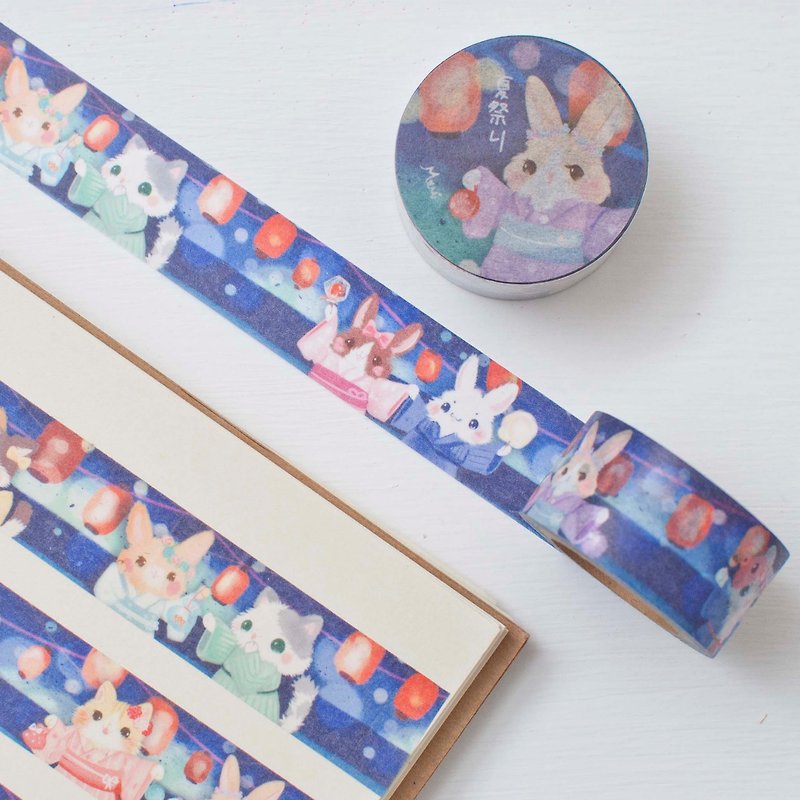Summer festival x Bunny * Masking tape - Washi Tape - Paper White