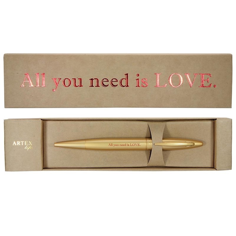 (Including lettering) ARTEX life happy neutral ballpoint pen All you need is LOVE. - ไส้ปากกาโรลเลอร์บอล - ทองแดงทองเหลือง สีทอง