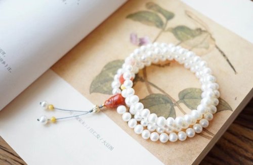 Angel's tears 天使之淚 Jewelry Design 天然原色無加色淡水珍珠 蜜蠟珊瑚蓮花設計多圈手串項鍊s