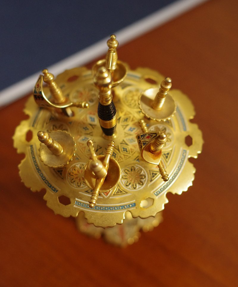 アンティーク ヴィンテージ ゴールデン ダマスカス エナメル剣立体装飾品 - 置物 - 金属 ゴールド