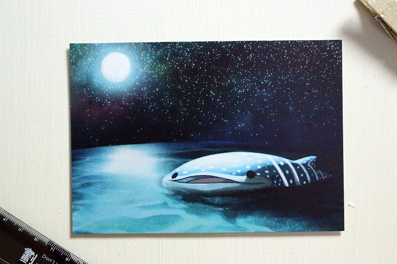 Tofu shark dot spot whale shark postcard starry sky - การ์ด/โปสการ์ด - กระดาษ 