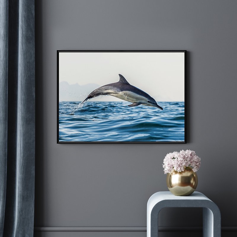Dolphins and Waves - Ocean, Interior Design, Dolphins Prints, Home Decor - Posters - Other Materials Multicolor
