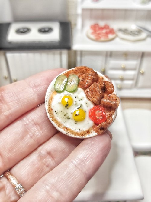 MiniatureFromIrina 小食品 微型 娃娃的早餐 比例1 6 炒蛋