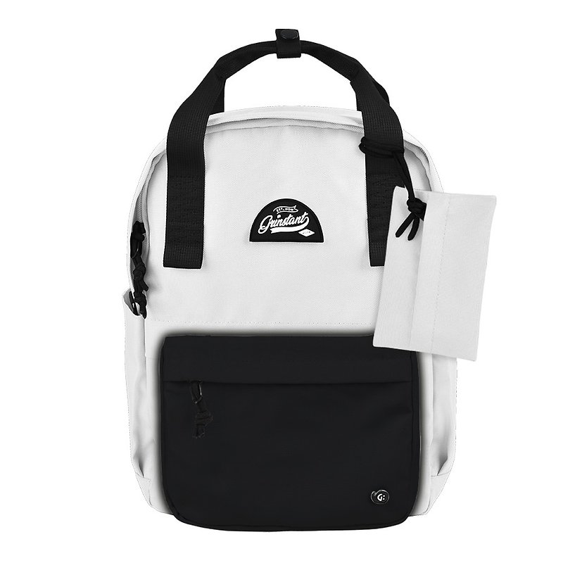 Grinstant mix and match detachable 13-inch backpack-black and white series (white with black) - Backpacks - Polyester White