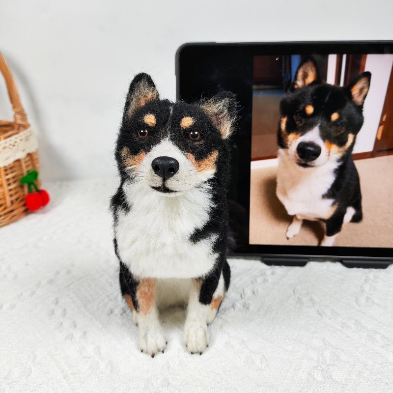 客製化逼真犬羊毛氈寵物娃娃定製複刻狗狗猫咪毛小孩公仔 - 貓/狗玩具 - 羊毛 多色