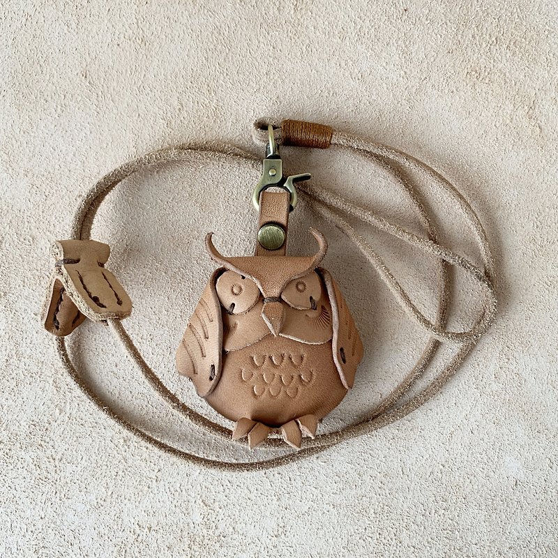 GOGORO Key Case-Animal Forest-Owl-Leather Keychain Charm Animal Shape - ที่ห้อยกุญแจ - หนังแท้ 