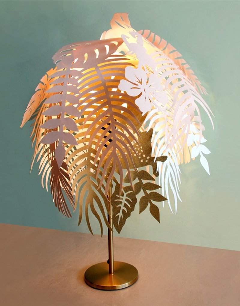 Tropical Jungle Island Lampshade/rose/golden/creamy white - Lighting - Paper Pink