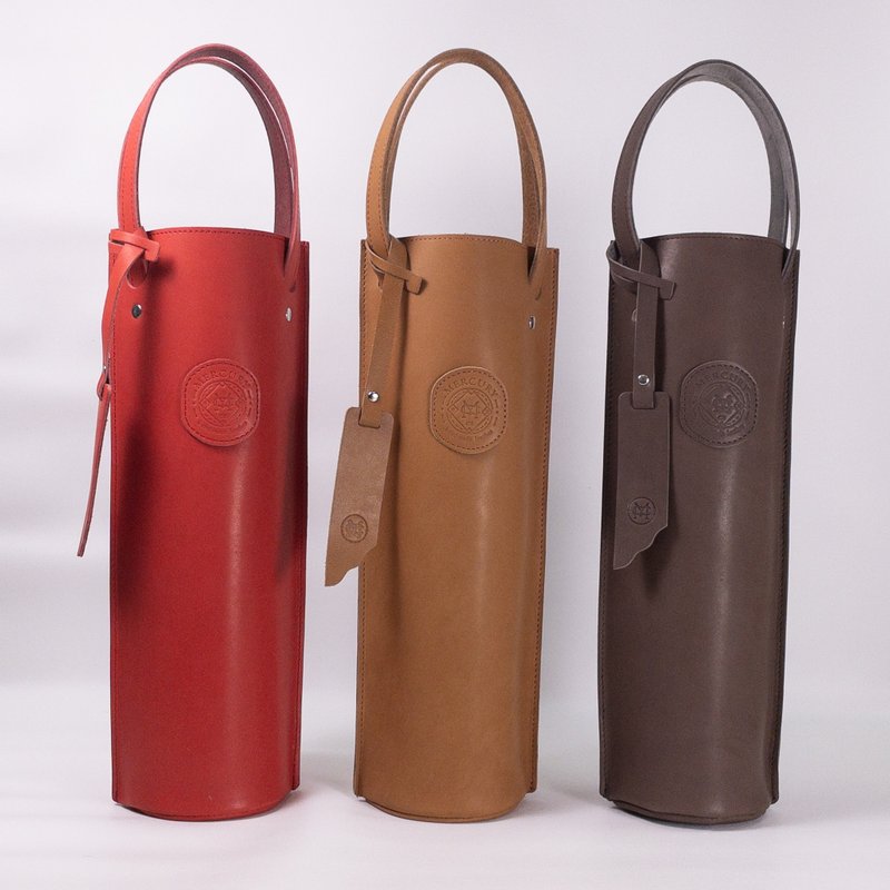 Mercury genuine leather single bottle red wine bag - Storage - Genuine Leather Multicolor