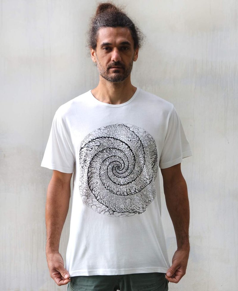 Spiral White Men's Tee Shirt - 男襯衫/休閒襯衫 - 棉．麻 