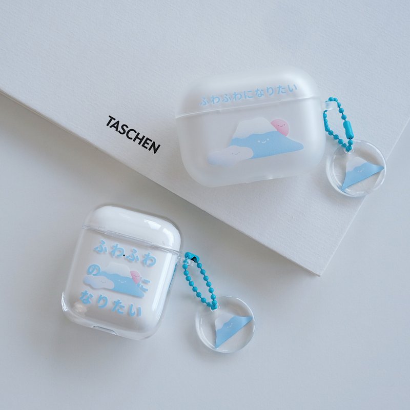 軟綿綿富士山AirPods1/2/3/4/Pro/Pro2韓國連體耳機保護套 耳機殼 - AirPods/耳機保護套 - 塑膠 白色