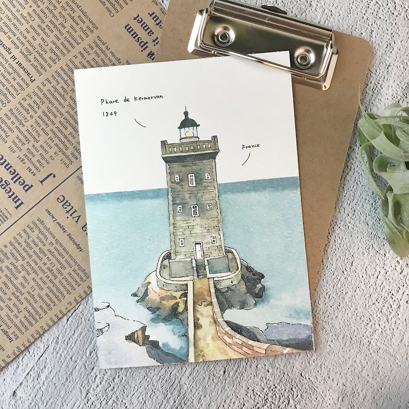 Kermorvan Lighthouse-postcard - การ์ด/โปสการ์ด - กระดาษ สีกากี