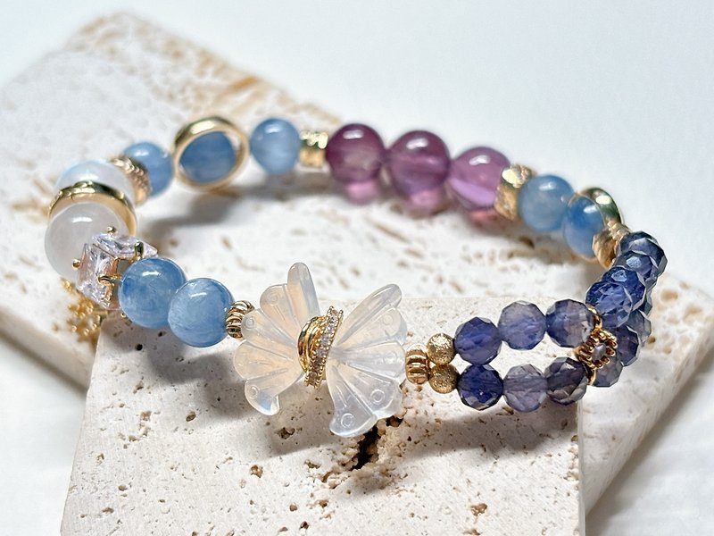 【ORere.oC】Orere Original Decoration Laboratory l Blue Moonlight Butterfly l Bracelet. Can be customized - Bracelets - Crystal Multicolor