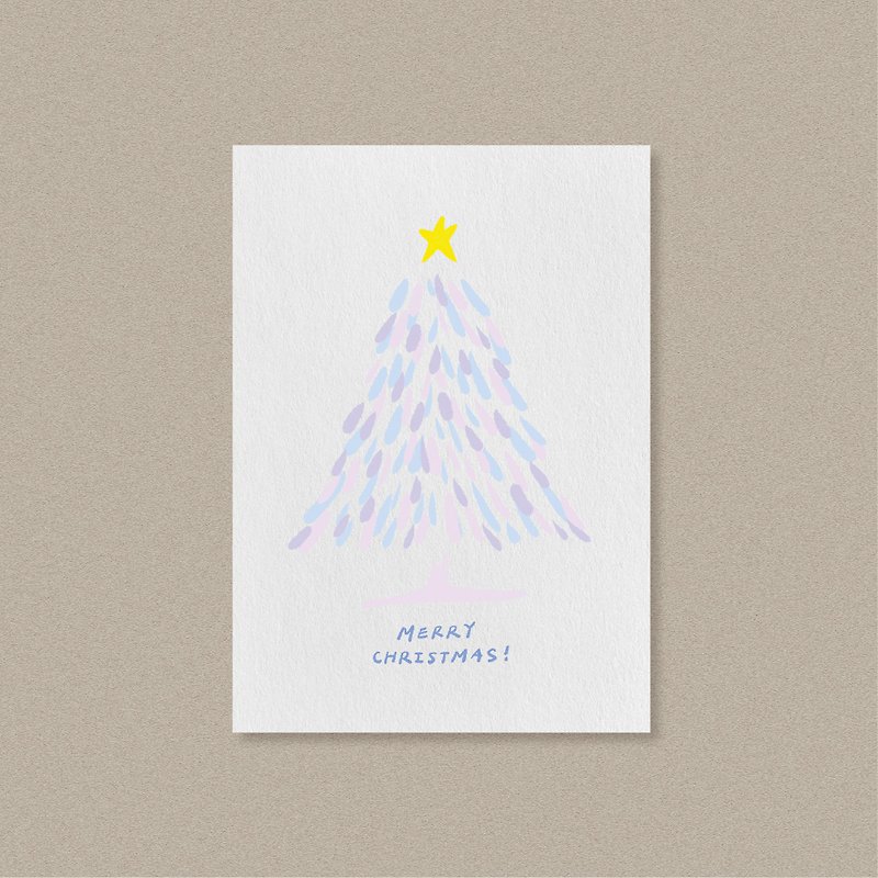 Hand-painted Christmas cardHand-painted Christmas treePostcard with envelope - การ์ด/โปสการ์ด - กระดาษ ขาว