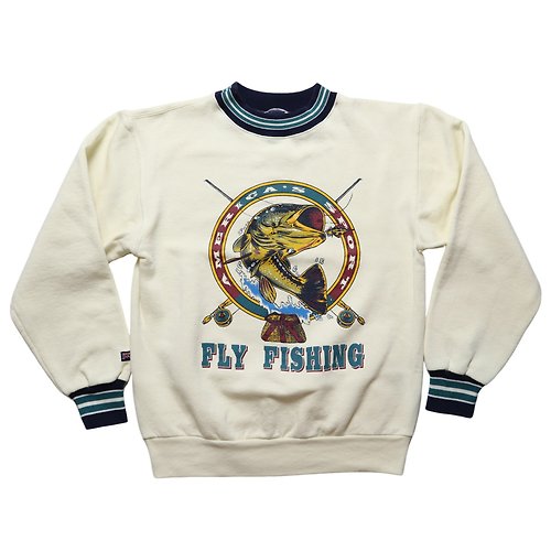 Made in USA Jansport Fishing Totem Sweatshirt Ribbed Collar Vintage  Sweatshirt
