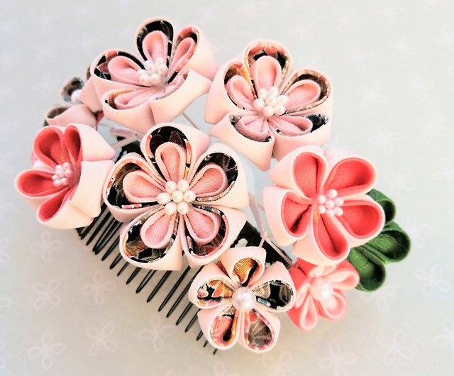 HOT; ブーケのような髪飾り（ピンク） つまみ細工 | www.butiuae.com