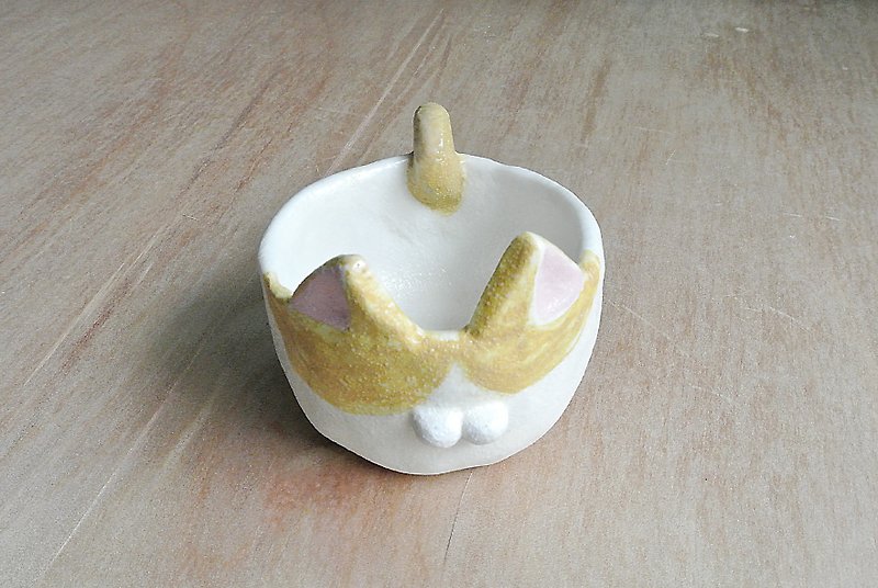 Hand pinch small orange cat pottery cup - Pottery & Ceramics - Pottery Orange