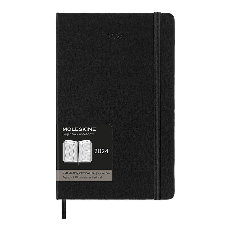 _勿上架_MOLESKINE 2024Pro 直式週記 12M 硬殼 L 型 黑 燙金服務 - 筆記本/手帳 - 紙 黑色
